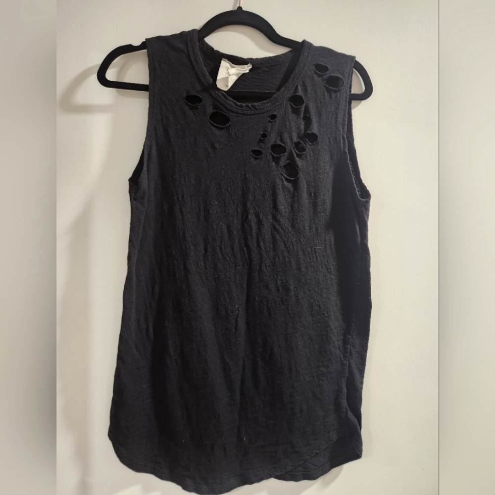 Oversized distressed black tank